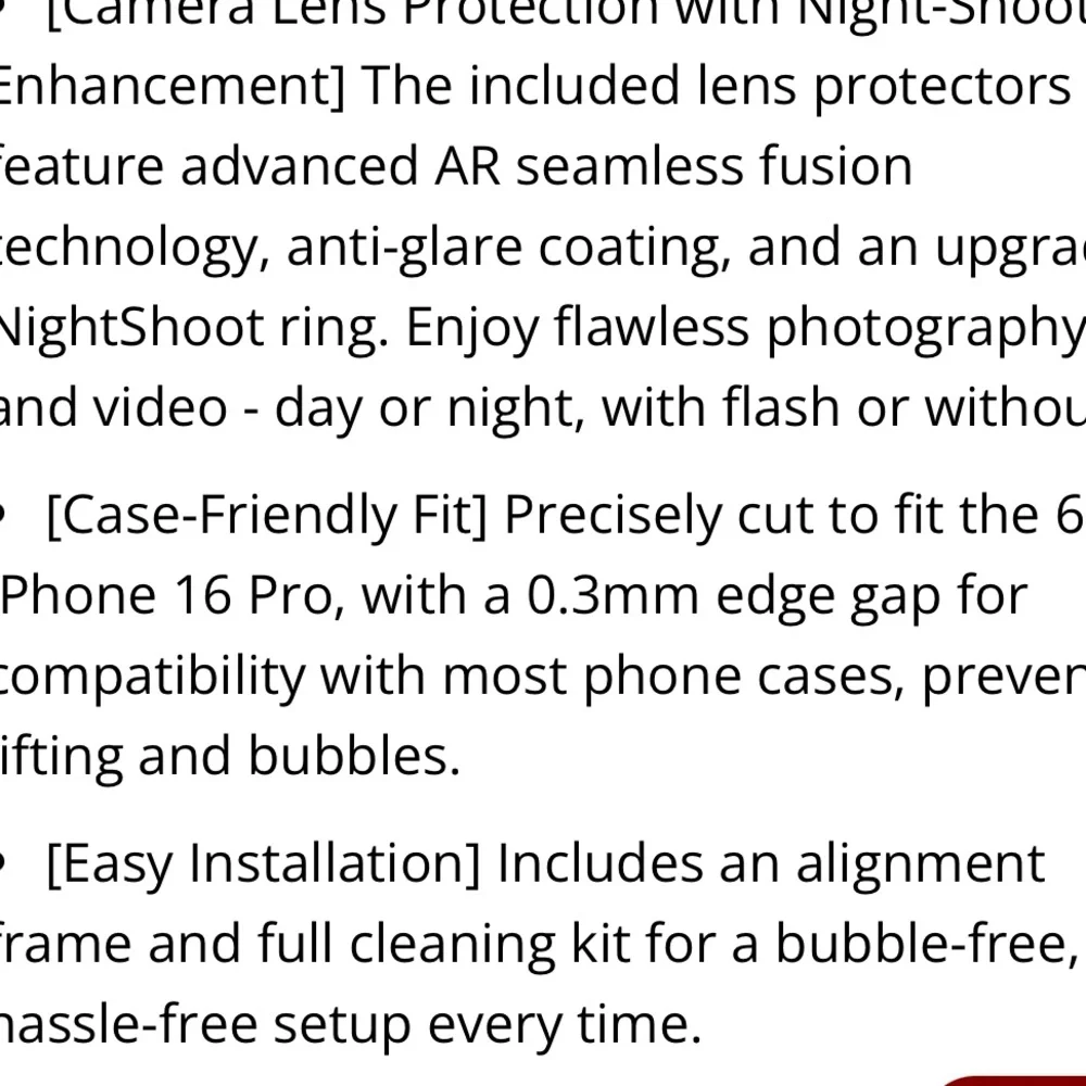 iPhone 16 PRO Tempered Glass Screen Protectors & Camera Lens Protectors (3-Pack)